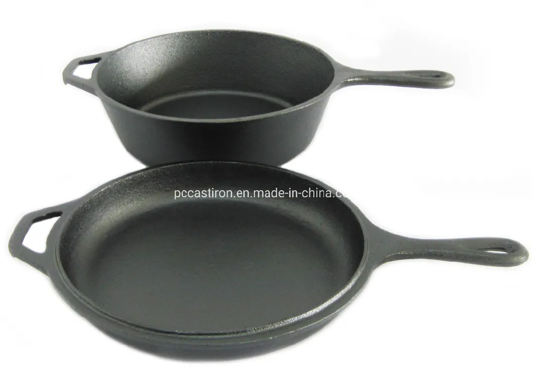 Preseaseond Double Use Cast Iron Saucepan with Skillet Lid Combo Cooker