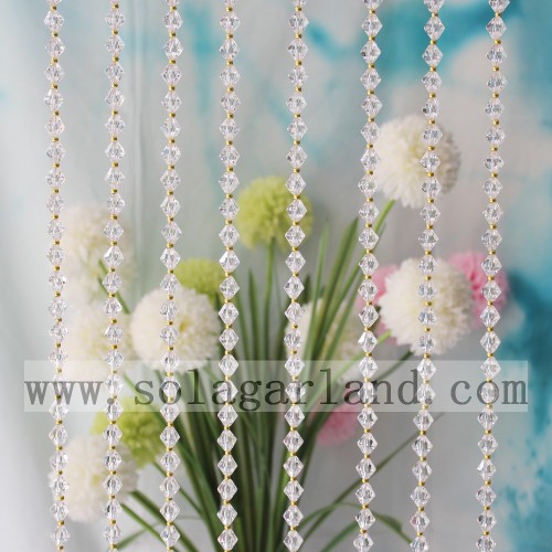 Acryl Gold Perlen &amp; Kristall scharfe Perlen Vorhang