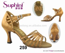 Shining Crystal Latin Dance Shoes in Tan for Women 259