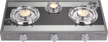 3 Burner Mirror Glass Top Brass Burner Europe Range