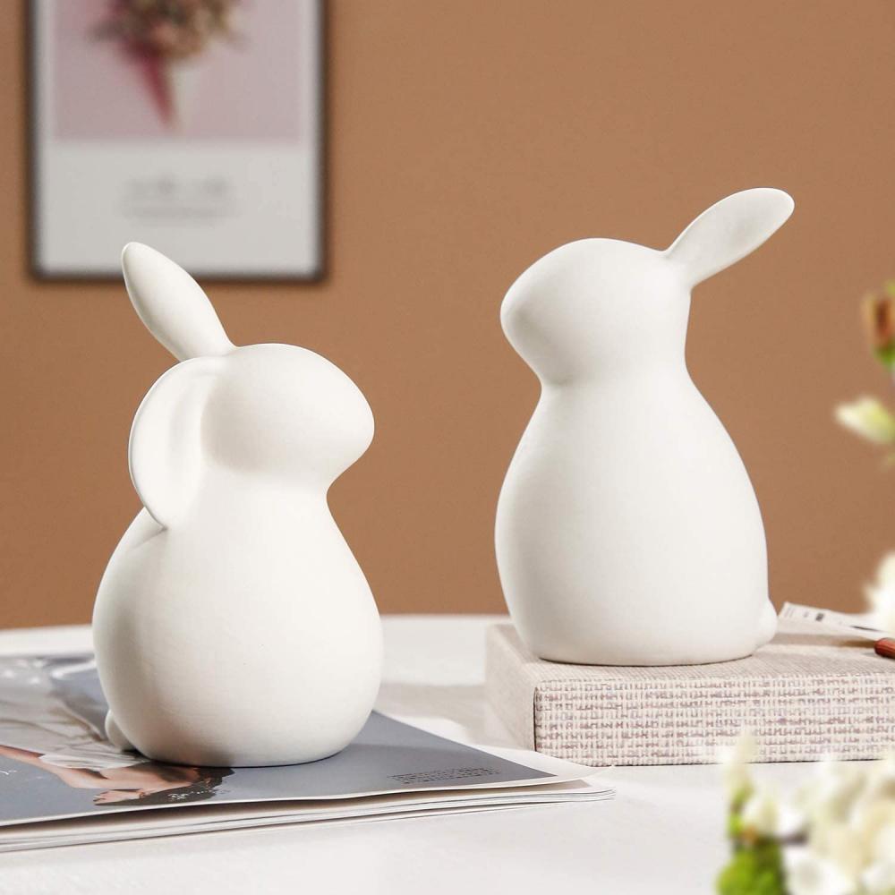 Decorazione pasquale di coniglio bianco in ceramica