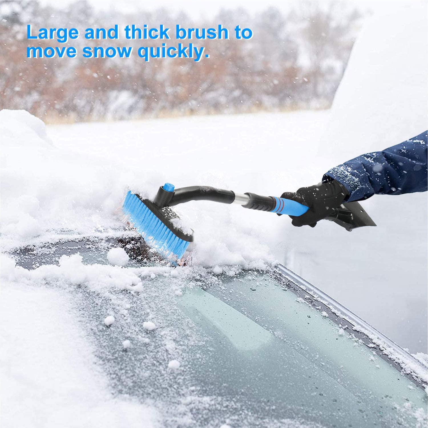 Spazzola di neve per auto con raschietto di ghiaccio e impugnatura in schiuma staccabile rimozione della spazzola da neve rimovibile per camion SUV auto auto