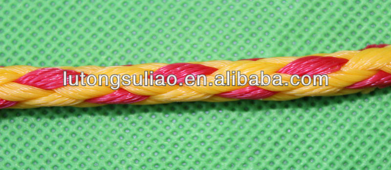 6mm yellow color pe hollow braid rope for sale