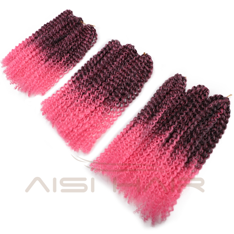 Aisi Hair Best Selling Wholesale Long Marly Bob Twisted Ombre Pink Dark Root Fiber Synthetic Crochet Braiding Hair Extensions
