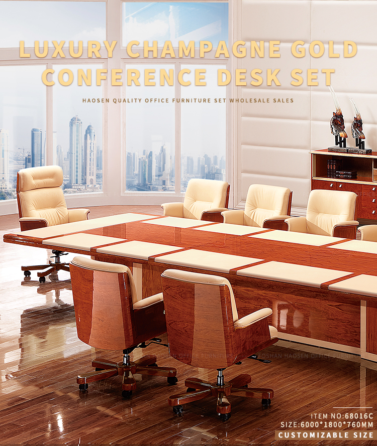 Luxury Wood and Leather design 68016C boardroom furniture office business conference room table and chair