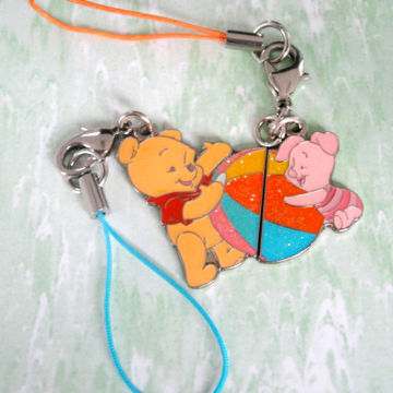 Iron / Brass Laser Engraving Cell Phone Strap Charm With Phone Strap