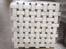 White marble and brown tumbled marble mosaic tiles
