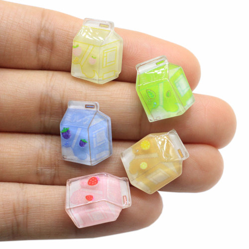 Kawaii Transparent Drink Bottle Resin Decoration Flatback Glitter Milk Fruit Box Keychain Ornament Making Scrapbook Diy Charms