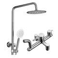 Ensemble de douche de salle de bains en acier inoxydable 304, ensemble de robinets de mélangeur à triple fonction Chrome avec robinet de douche réglable