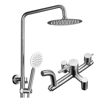 304 Stainless Steel Bathroom Shower Set Mixer Faucet Sets Triple Function Chrome with Adjustable Bathtub Shower Faucet