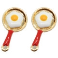 Miniature Dollhouse 100Pcs Enamel Alloy Pan With Eggs Charms Pan&Slice Enamel Pendants For Bracelet Necklace Jewelry Making DIY