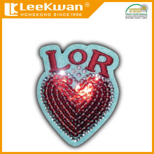Shiny Red Heart Embroidery Sequin Patches