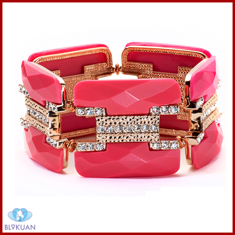 high quality fashion alloy plated gold red resin bracelets