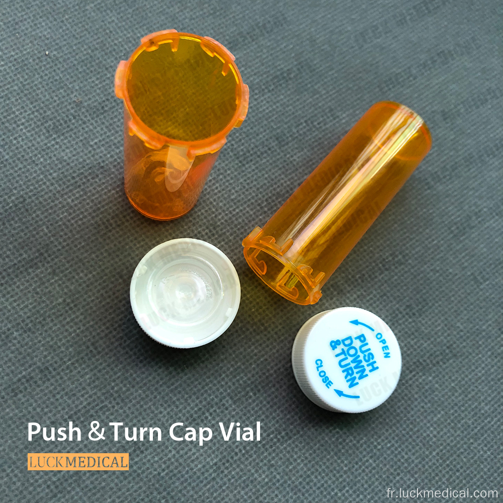 Firéage de 24 ml de conteneur 6dram avec Push &amp; Turn Cap