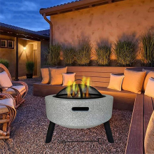 Outdoor Garden Patio Firepit  Wood Burning Outdoor Fireplaces Concrete Round Fire Pit