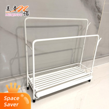 The countertop cloth rack is white