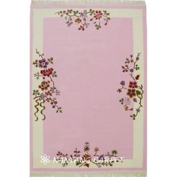 4'x6' Pink Handwoven Wool Silk Rug