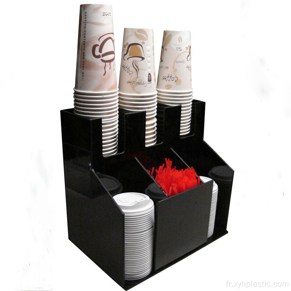 Organisateur de condiments pour café en acrylique noir