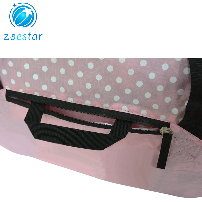 Lightweight Foldable Nylon Ripstop Travel Duffel Bag for Girls Durable Printing Tote Handbag