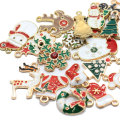 Kawaii Alloy Enamel Christmas Ornament Charms Artificial Xmas Craft Snowman TSnowflake Tree DIY Jewelry Accessories