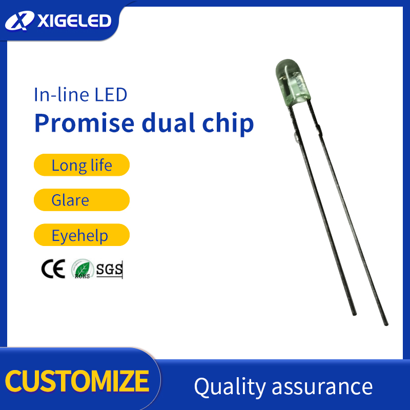 Promise des perles de lampe à LED de 3 mm jaune-et-vert à double puce