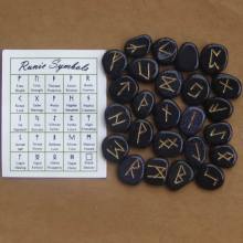 Highly polished blue goldstone rune set