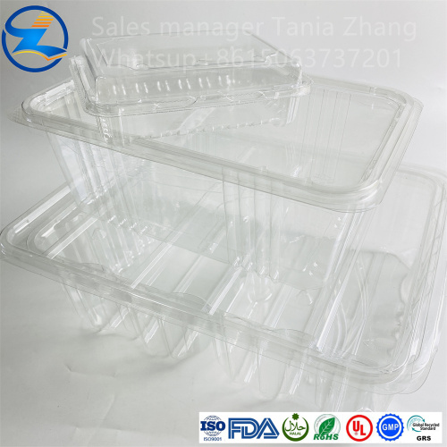 Pet de grado alimenticio personalizable transparente transparente Thermoforming