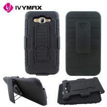 Rugged hard back holster mobile phone case with kickstand for samsung galaxy J7