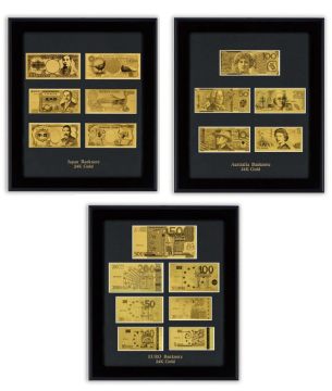 Gold Foil Banknote of USD Aud Jpy Euro for Collection and Decoration