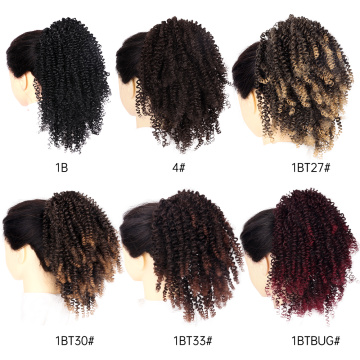 Alileader Wholesale 90g Dreadlock Puff 9.8inch Kinky Curly Hair Short Wholesale Drawstring Afro Ponytail Extension