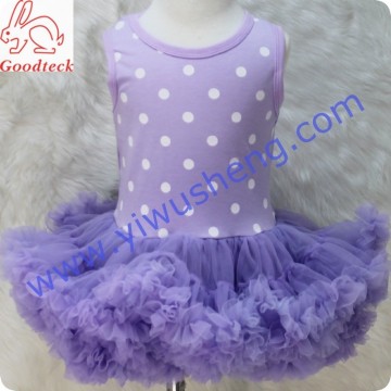 Wholesale girl's purple dot tutu dress, hot sale sleeveless tutu dress, girls fairy tutu dress