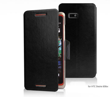 Black Leather Cellphone Protective Case For Htc Desire 606w