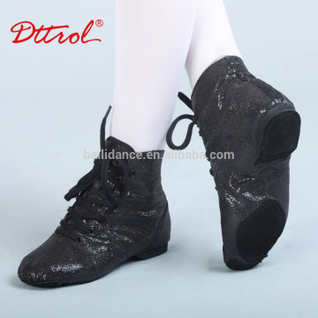 D011001 Dttrol Dance Black Lace Up Sequin Jazz Boot