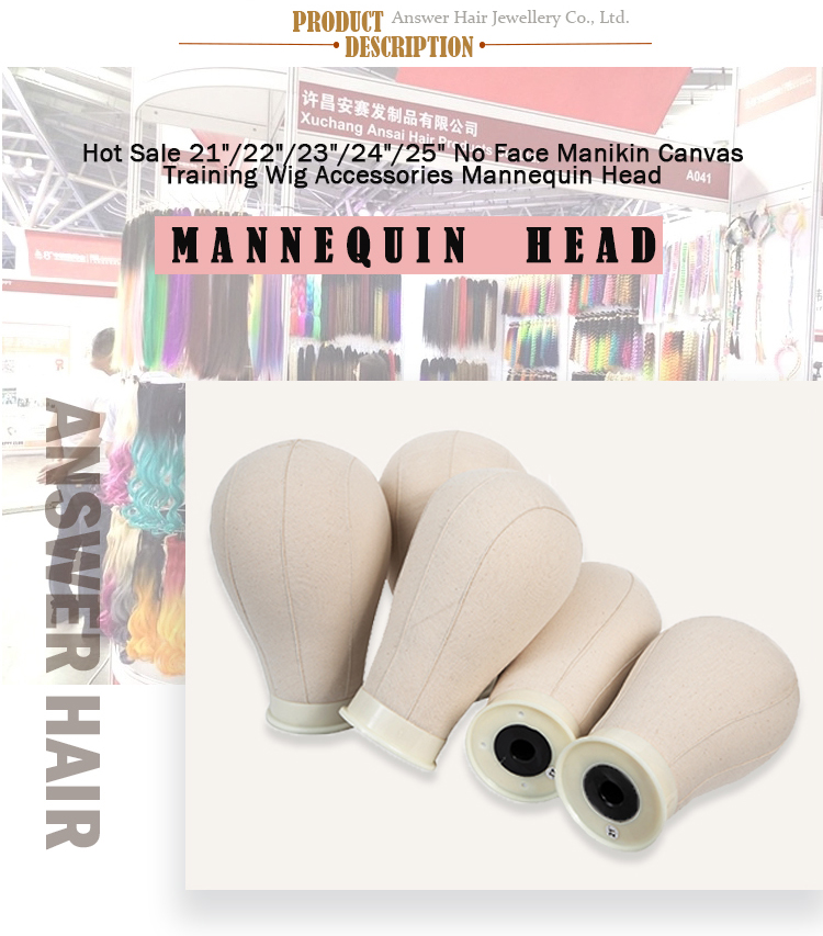 Canvas Block Head Mannequin Head Wig Display Styling Wig Stand Hair Extension Tools Wig Making Styling Displaying