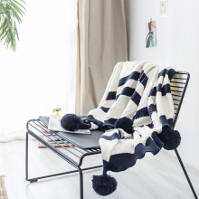 Lightweight Air Conditioning Soft Home Luxury Throw Blanket with Striped Design