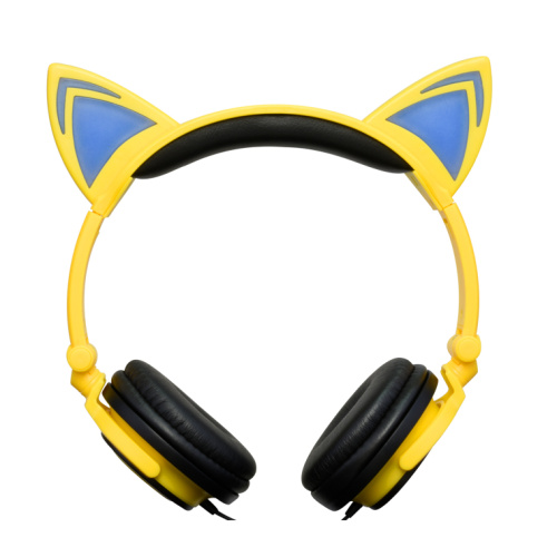 Colorful earphone led headset kids headphones cartoon cat