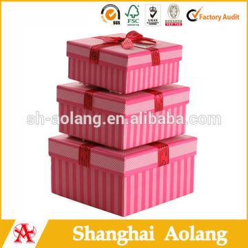 Red printed stripe design nested paper food grade cake boxes