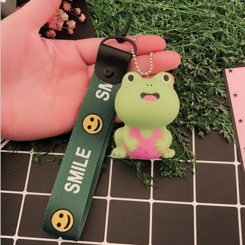 Durable Silicone Custom 3D Travel Frog Keychain Etikett