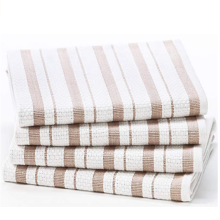 Cotton Basket Weave Striped Tea Towels