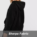 Mesdames Black Pullover Sweat à capuche en gros personnalisé avec Zipper