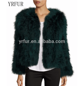 YR307 Fashionable Super Quality Turkey Feather Cheap Jacket Fluffy Feather Jacket