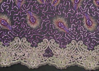 Elegant Embroidery Beaded Lace Fabric for Garment Trimming