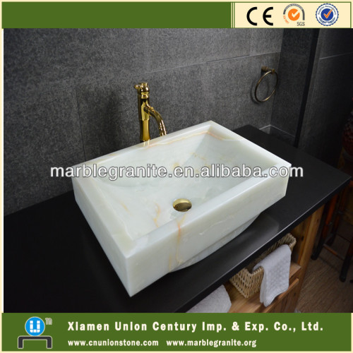 White onyx square bathroom sink basin