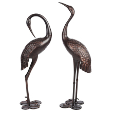 Made in China life size metal animals crane statue bronze sculpture in garden decoration