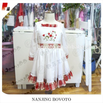 Summer embroideried dress red ginghem ruffle remaked