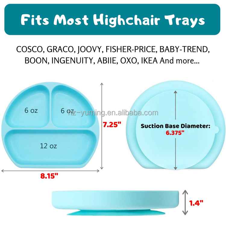 Silicone Baby Plate Dishes with Cover for Leftover Storage