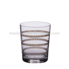 Clear Old fashioned glass with sand blasting circles.