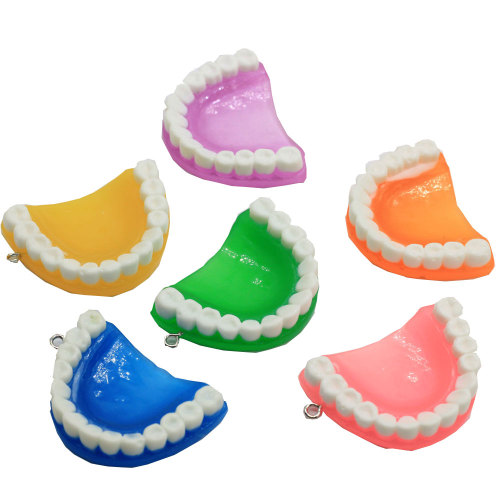 100 Uds colgante de dijes de dientes falsos coloridos de resina para hacer joyas, colgante bonito y bonito, accesorio de llavero con orejas de bricolaje