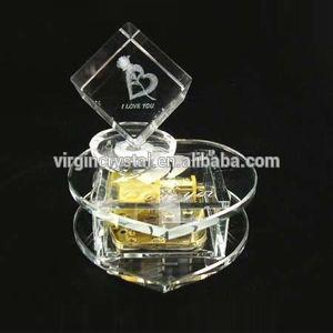 Crystal clear heart shaped wedding music box for wedding decoration
