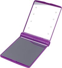 LED Lit Compact Travel Mirror - Double Sided Handheld Makeup Mirror